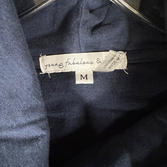 Young Fabulous Broke Medium Navy Tie Dye Draped Hoodie Sweater Long Sleeve - Picture 3 of 9